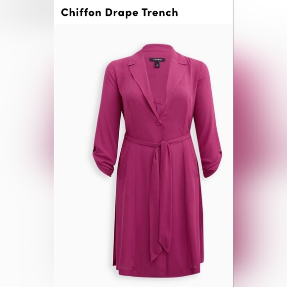 torrid Jackets & Blazers - Torrid Chiffon Drape Trench, Plus Size 3X